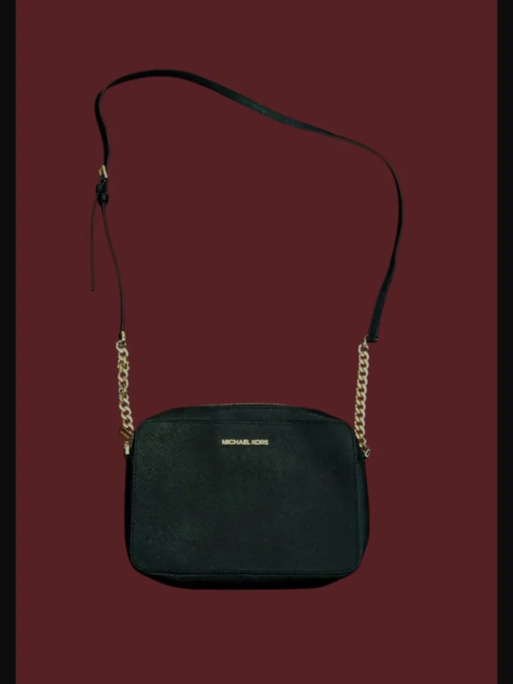 Michael Kors Black Jet Set Saffiano Leather Crossbody Purse Size 9